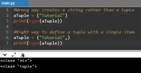 Python Tuple Single Item Example
