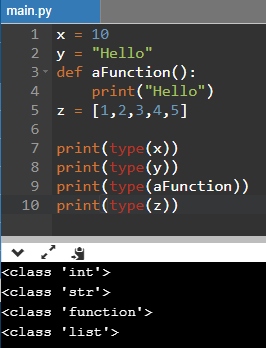 Check Python Class Using Type() Function Example