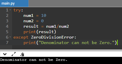 Custom Try Except Exception Example