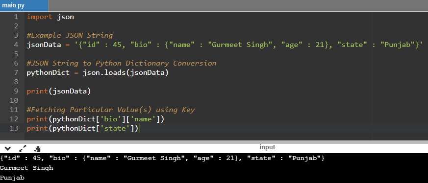 JSON To Python Example