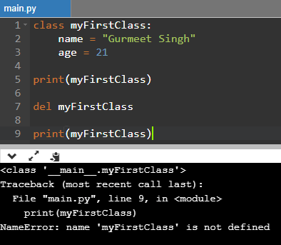 Python Deleting Class Example