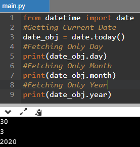 Python Get Day, Month And Year Individually Example