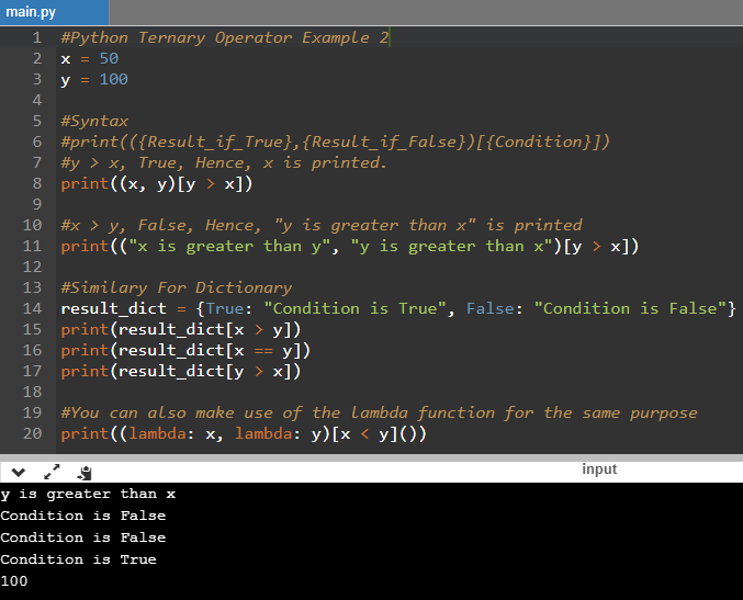 Python Ternary Operator Example 2