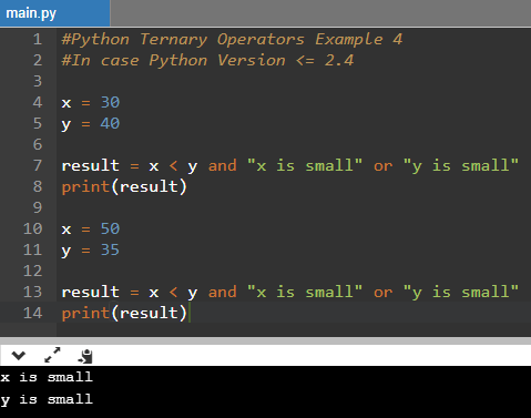 Python Ternary Operator For Version 2.4 Or Earlier Example