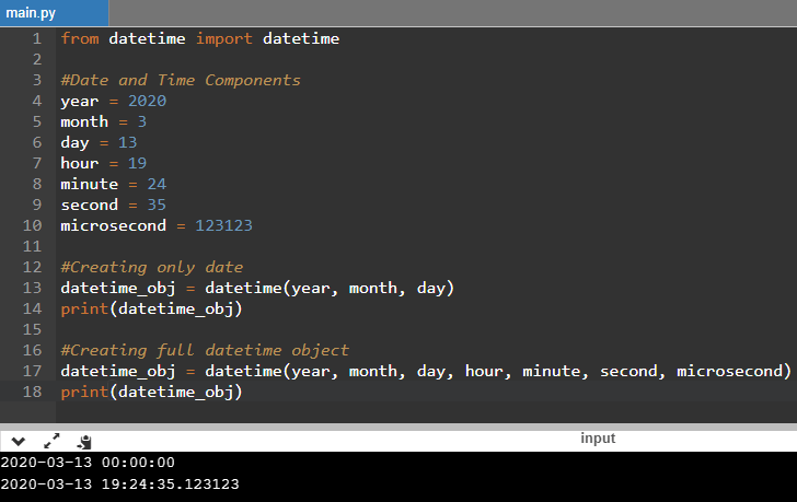 Python Datetime Module Datetime Object Example