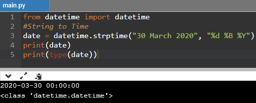 Python Datetime Strptime() Method Example