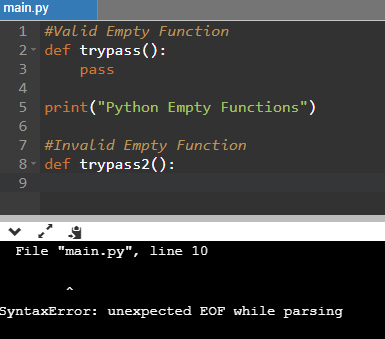 Python Pass Statement Example For Empty Function