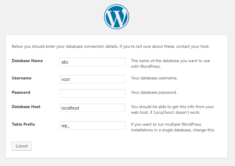WordPress Installation Database Connection