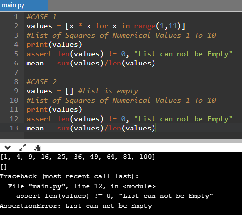 Python Assert Statement Example With Python List Mean Calculation