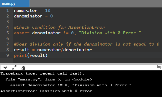 Python Assertion Error With Message