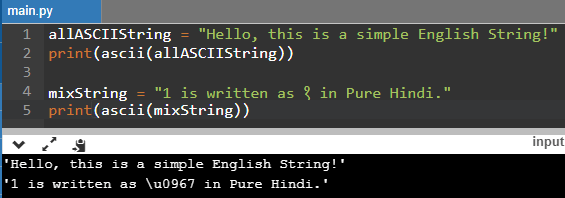 Python Ascii() Function Example