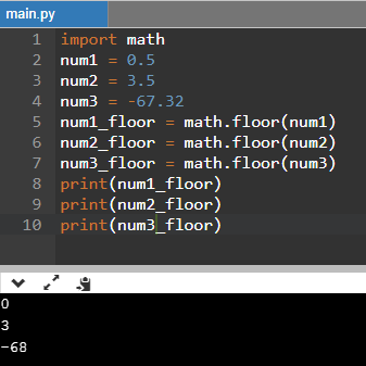 Python Floor() Function Example