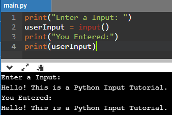 Python Input() Function Example