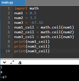 Ceil() Function Example Python