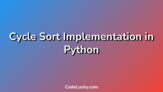 Cycle Sort Implementation in Python