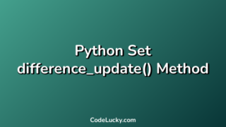 Python Set difference_update() Method