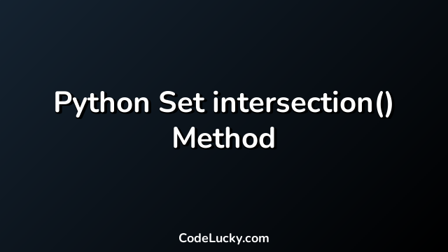 Python Set intersection() Method