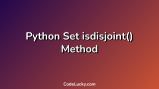 Python Set isdisjoint() Method
