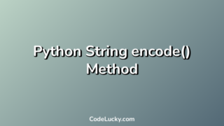 Python String encode() Method