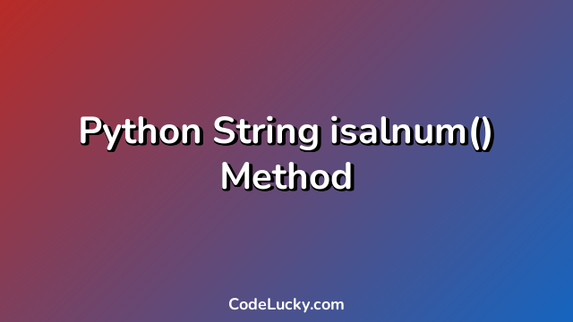 Python String isalnum() Method