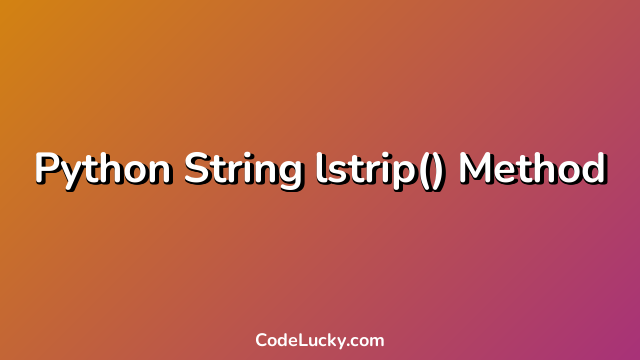 Python String lstrip() Method