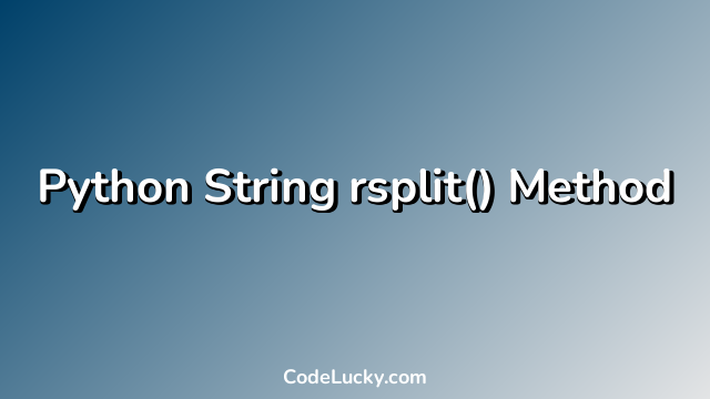 Python String rsplit() Method