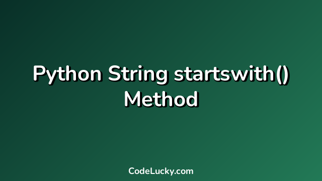 Python String startswith() Method