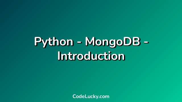 Python - MongoDB - Introduction