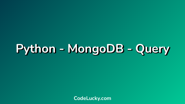 Python - MongoDB - Query