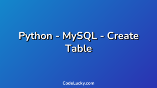 Python - MySQL - Create Table