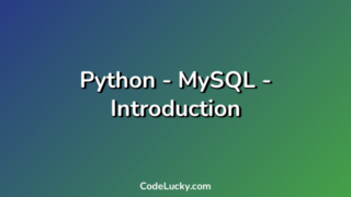 Python - MySQL - Introduction