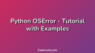 Python OSError - Tutorial with Examples